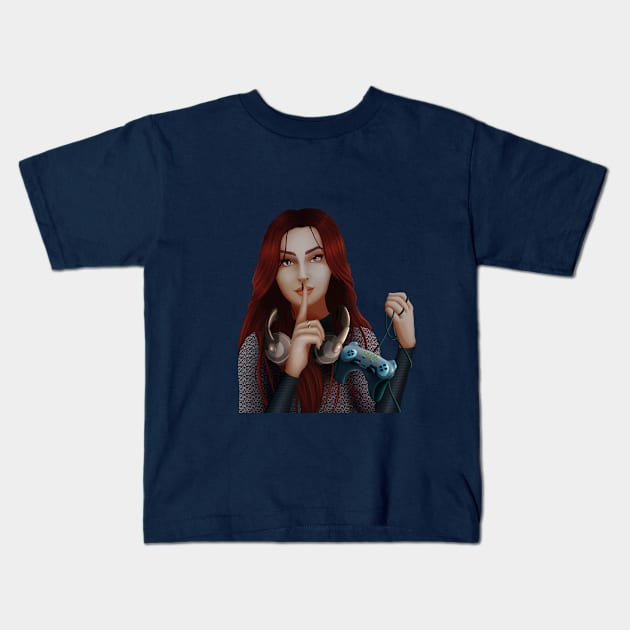 Gamer Girl Kids T-Shirt by arow